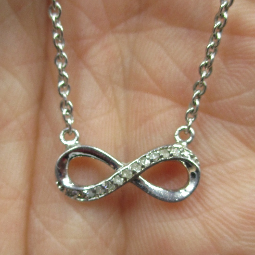 Vintage 18" Sterling Diamond Infinity Necklace